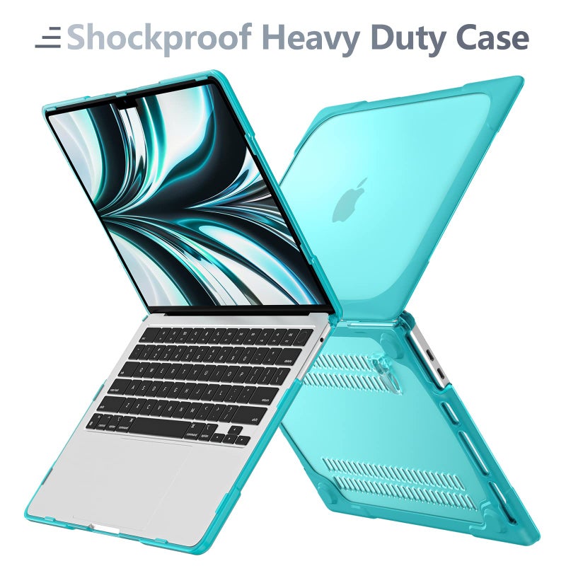 Batianda Heavy Duty Case for MacBook Pro 13 inch 2022 2020 Release A2338 M2 M1 A2289 A2251, Ergonomic Foldable Kickstand (Holds 22lbs) Matte Translucent Shockproof Cover with Spare Parts, Mint Green - Image 3